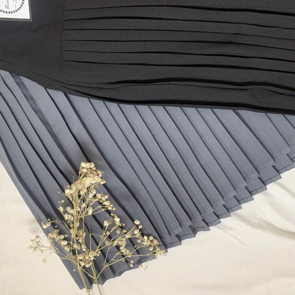 Chân váy công sở xếp ly cạp cao dáng dài dễ phối đồ-KTSM