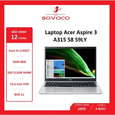 Laptop Acer Aspire 3 A315 58 59LY, laptop học sinh sinh viên văn phòng chính hãng bảo hành 12 tháng