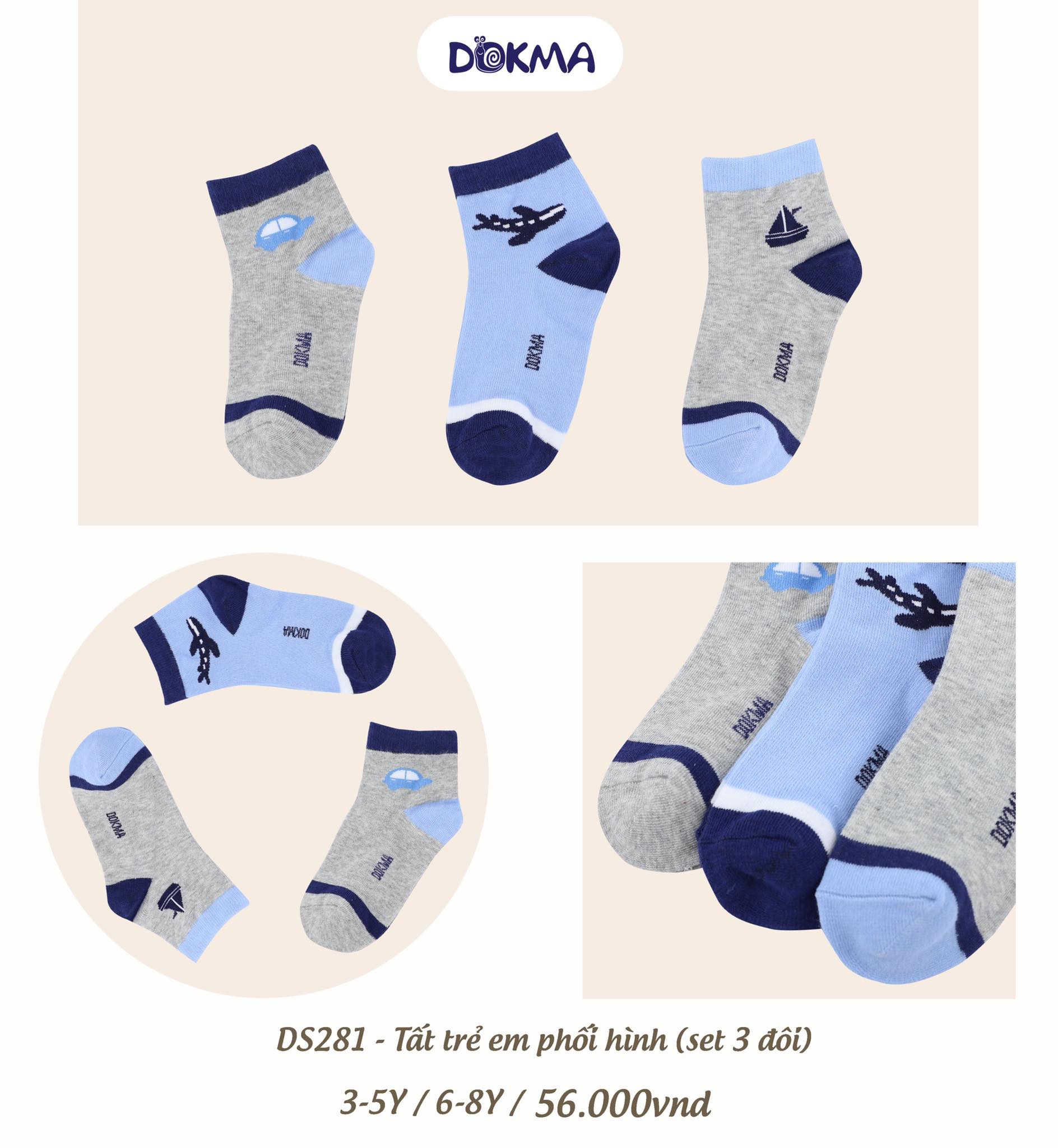 Set 3 đôi tất trẻ em phối hình trẻ em DS281 Dokma
