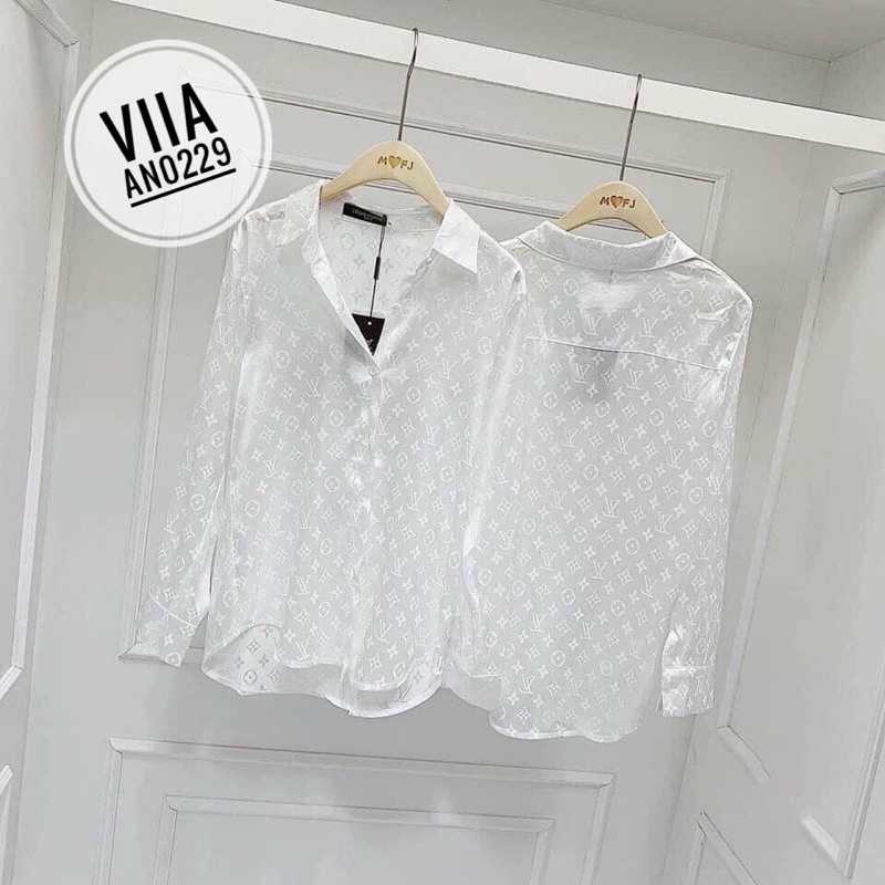 [Nhập LAZFASHION32 - giảm 60K]Sơ mi Lụa Gấm vân chìm loại đẹp AN0229 VIIA DESIGN