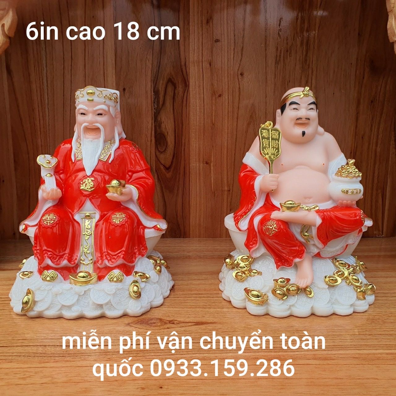 Cặp thần tài ông địa đá 6in cao 18 cm mẫu mới rất đẹp