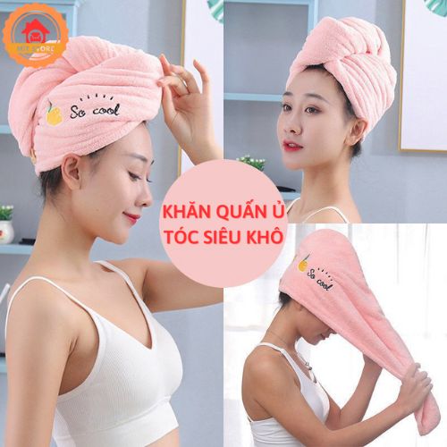 Khăn ủ tóc siêu khô, khăn quấn tóc thấm nước đa năng, khăn thấm tóc gội đầu