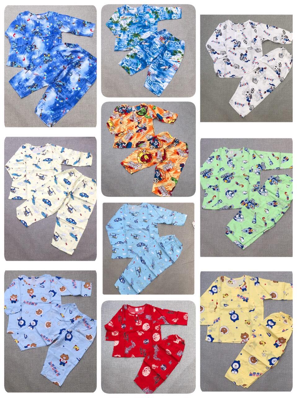 ( 7-40kg) Bộ dài Tole Lanh loại 1 hoạt hình vải tôn loại 1 (tole,lanh) bé trai