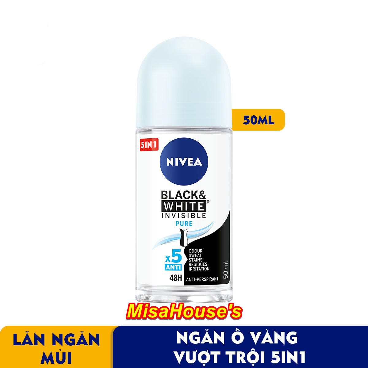 Lăn Nữ Nivea BLACK & WHITE Invisible Clear 48H Protection - 50ml