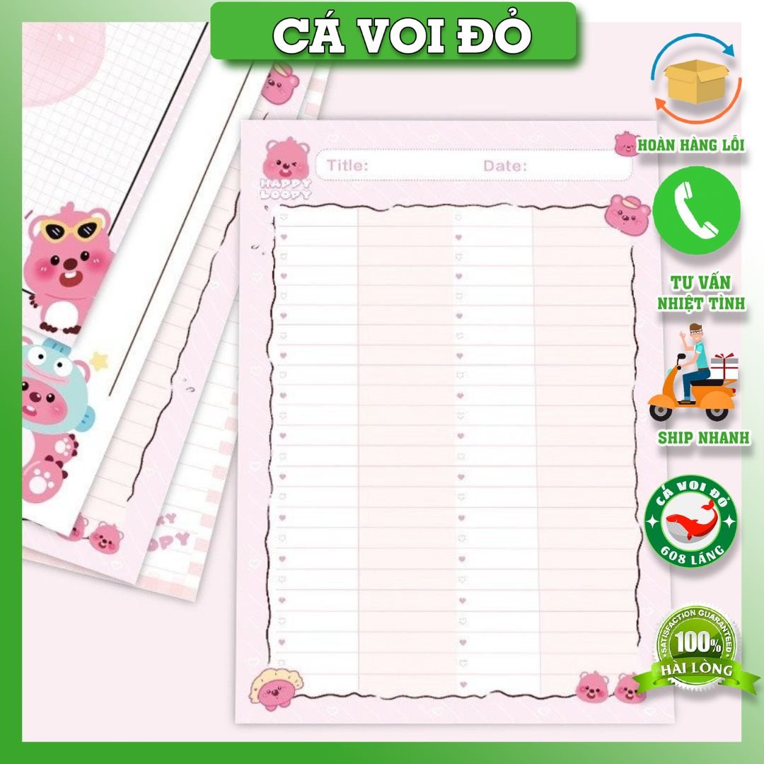 Tệp 30 tờ giấy viết thư cute b5 loopy / sp893489433