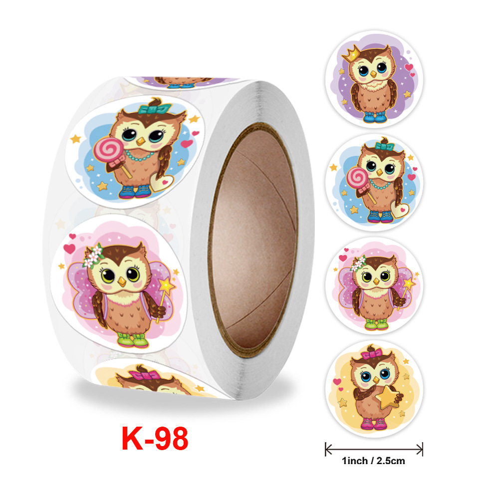 Cuộn 500 tem Sticker Hình thú dễ thương cho bé  - 2.5cm
