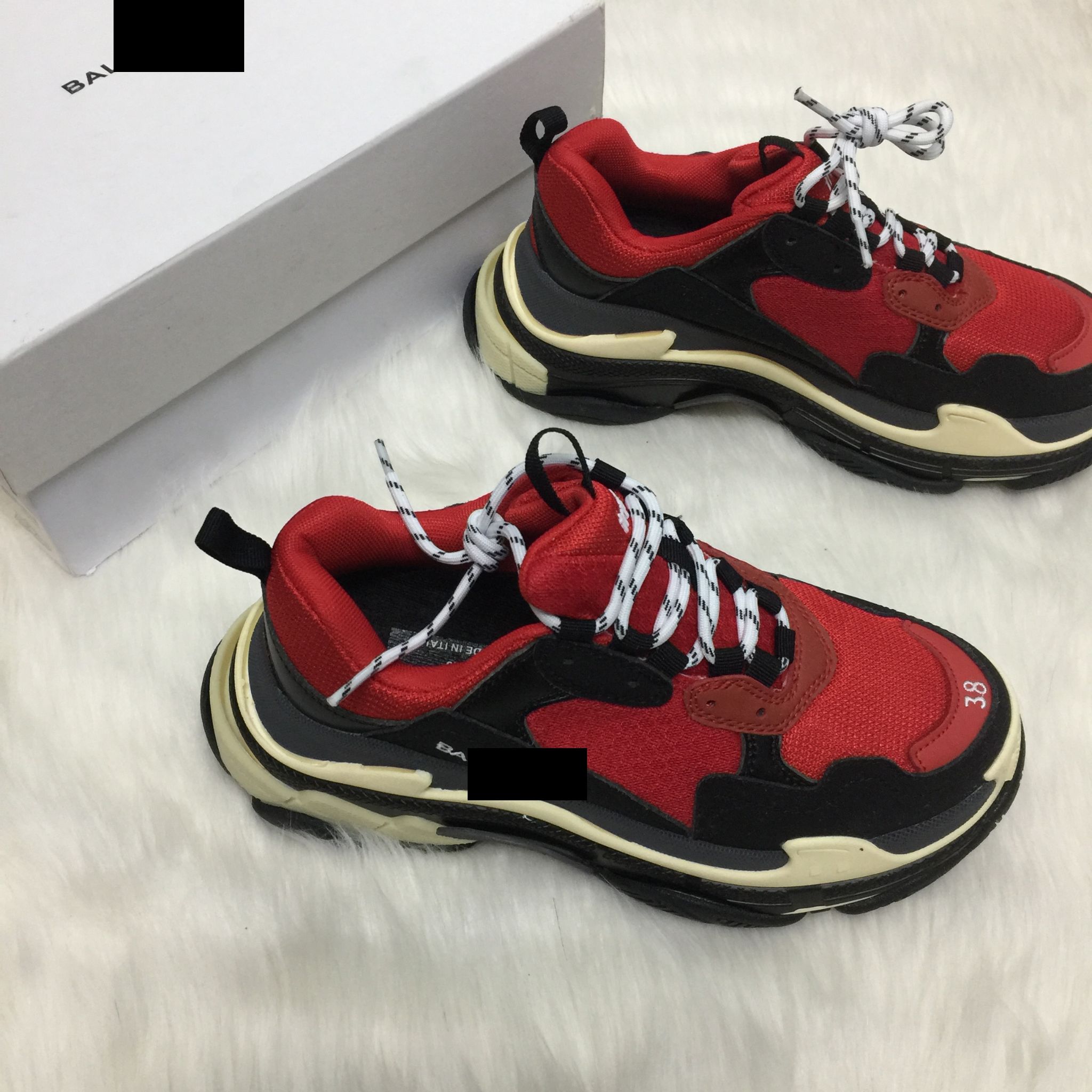 [Full Box & Tặng Vớ] Giày thể thao Sneaker Balenciga TripleS Đỏ đen
