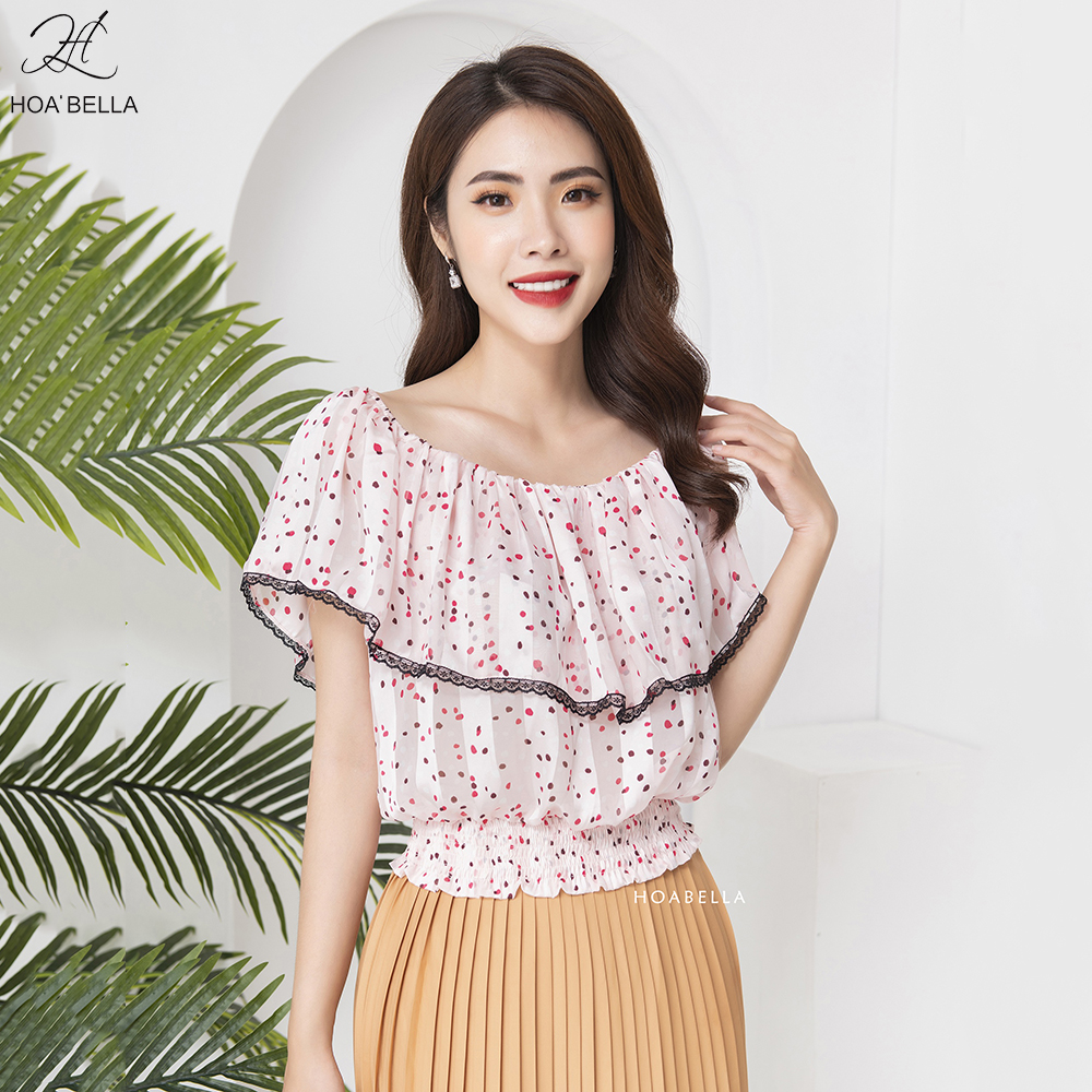 Áo Kiểu Nũ HOABELLA Chất Voan Phối Ren Mềm Mát (MA86)