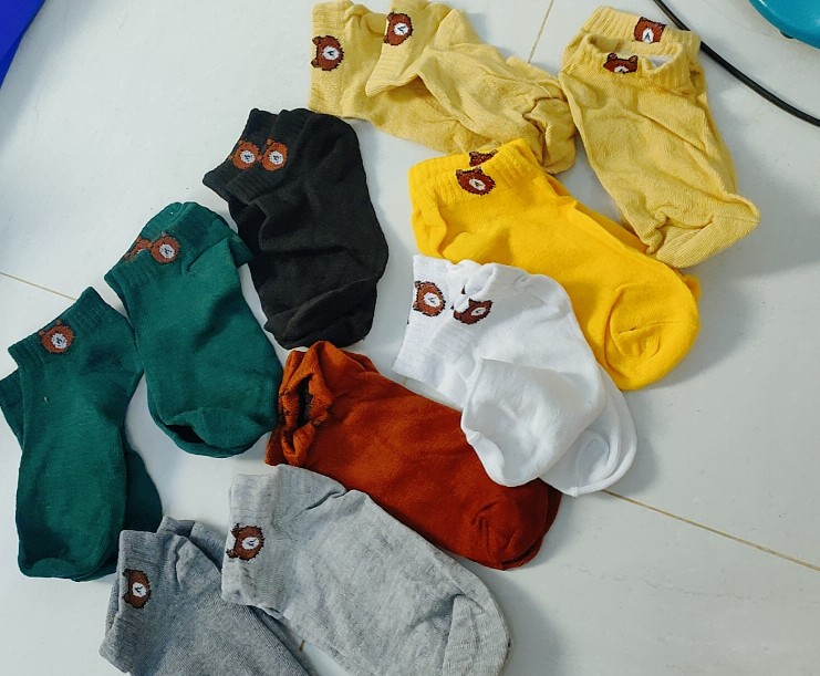 10 ĐÔI TẤT GẤU CỔ NGẮN ĐỦ MÀU