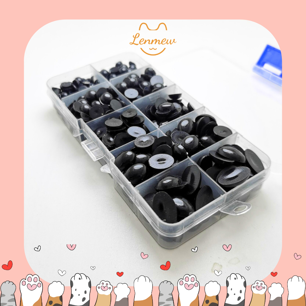 Hộp Mắt Thú Bông Dán Hình Oval Nhiều Size