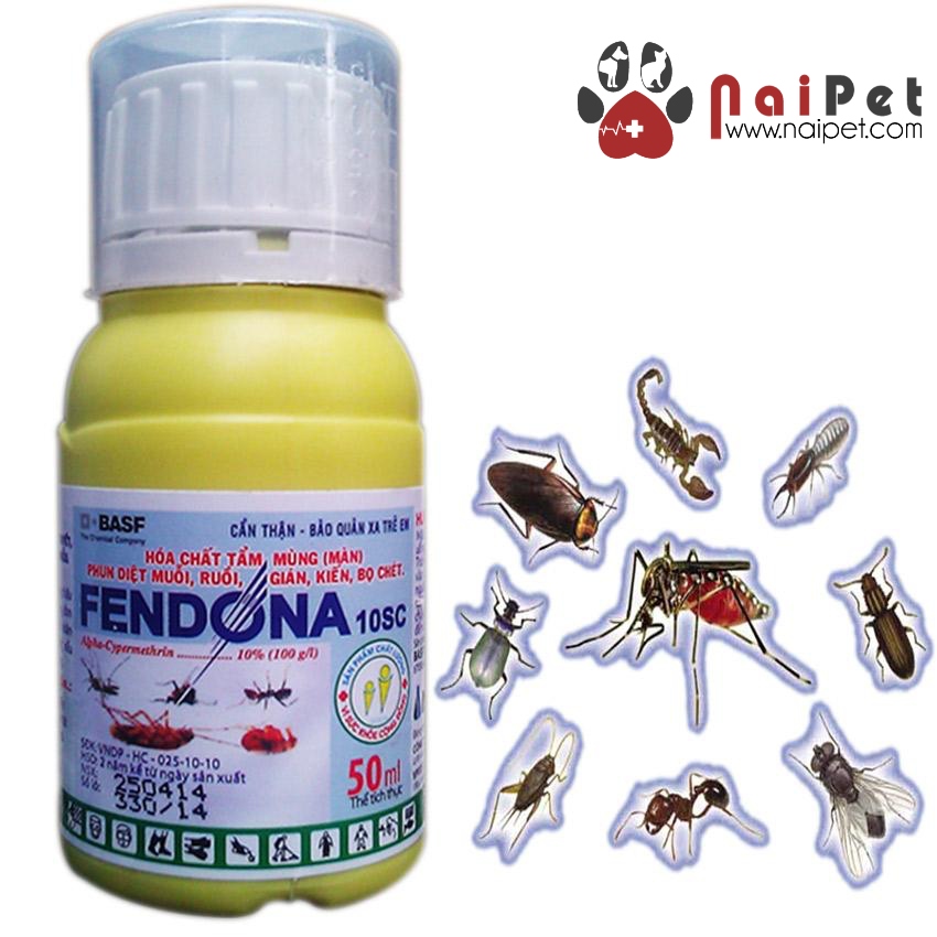 Dung Dịch Loại Bỏ Bọ Chét Muỗi Ruồi Kiến Gián Kiến Ba Khoang Fendona 10SC Lọ 50ml
