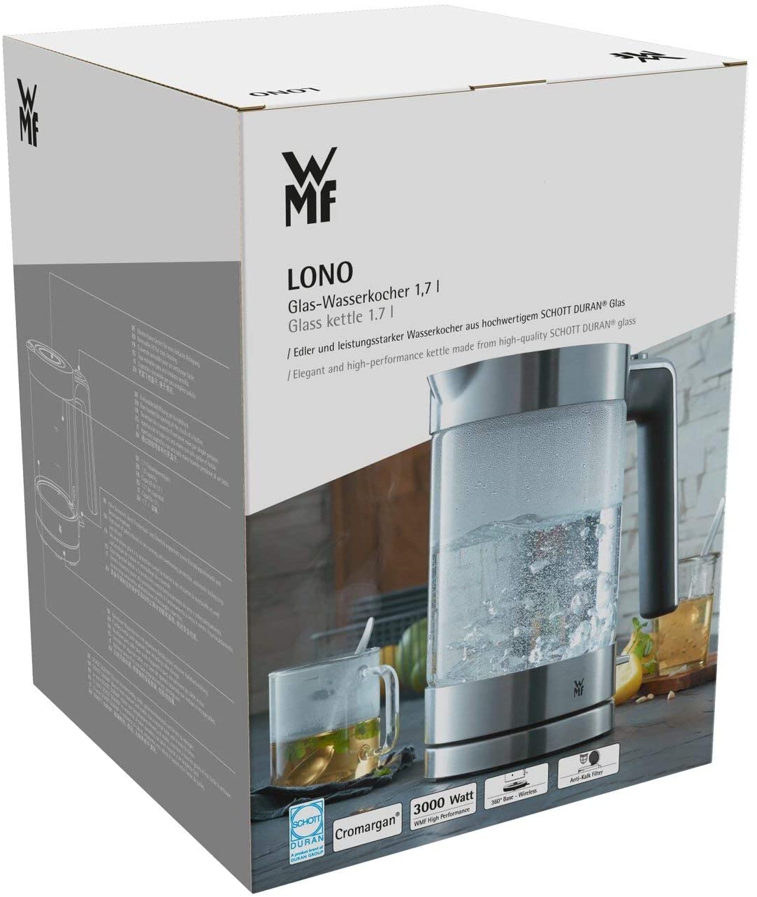 [Trả góp 0%]Ấm siêu tốc WMF Lono thủy tinh 17L