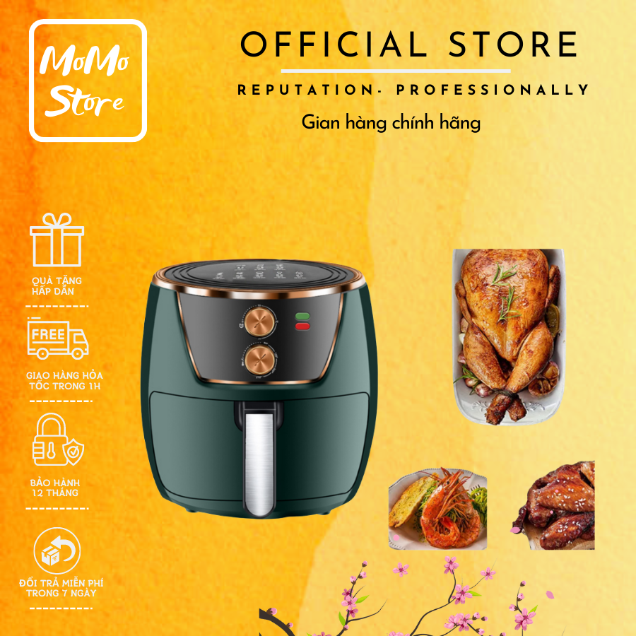 Nồi chiên không dầu, nồi chiên cao cấp, tiện ích, dễ sử dụng, chế biến thức ăn healthy, thiết bị gia dụng an toàn tiết kiệm cho gia đình
