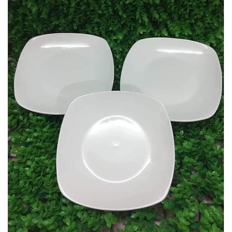Đĩa sứ màu trắng vuông 21cm