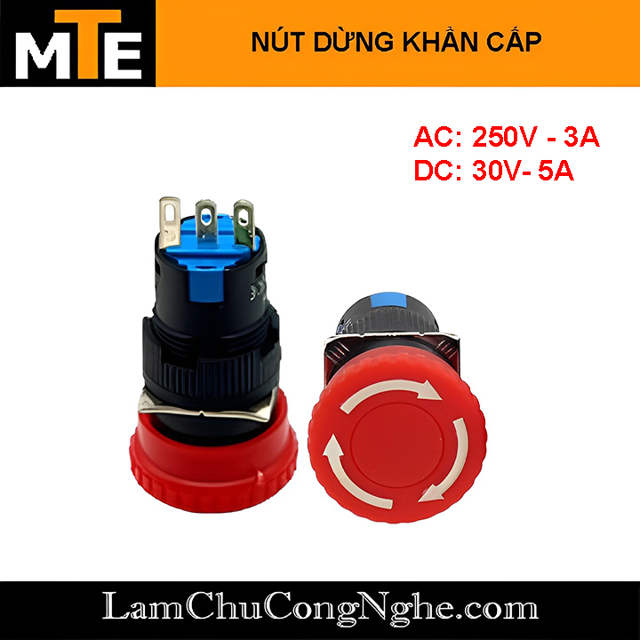 Nút nhấn dừng khẩn cấp phi 16 250v 3a ab6