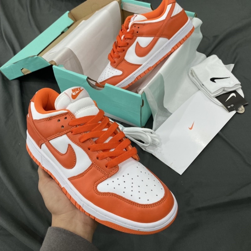 GIÀY SB DUNK TRẮNG CAM DA THẬT LAI AU [ FREESHIP + BOX ]