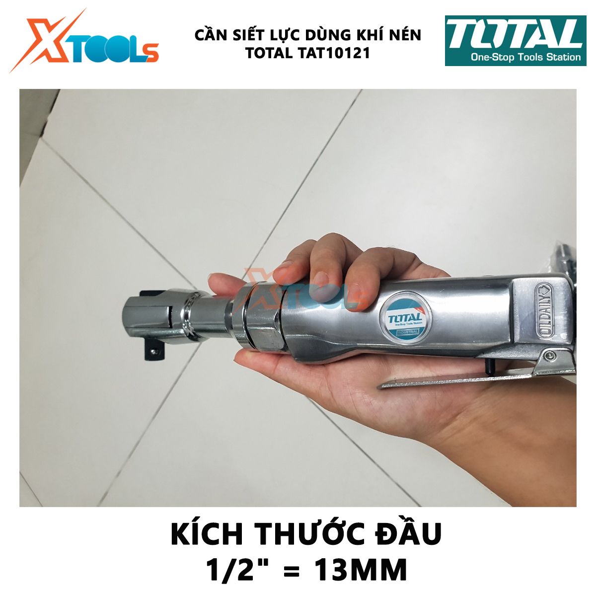 Cần siết lực 2 chiều dùng khí nén Total TAT10121 Cần siết lực cầm tay Độ chính xác ± 4% Kích thước đầu khẩu 1/2" = 13mm Lực siết 68 N.m Đồ dùng cơ khí cầm tay, xiết bu lông đai ốc, các mối ghép,cờ lê cân lực [XTOOLs MALL]
