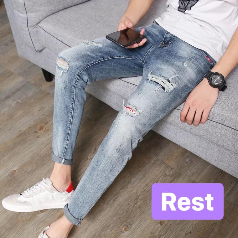 QUẦN JEAN NAM CHẤT BÒ XANH TRẮNG LÓT VẢI ĐỎ MẪU MỚI HOT NHẤT 2021- - EVEREST FASHION