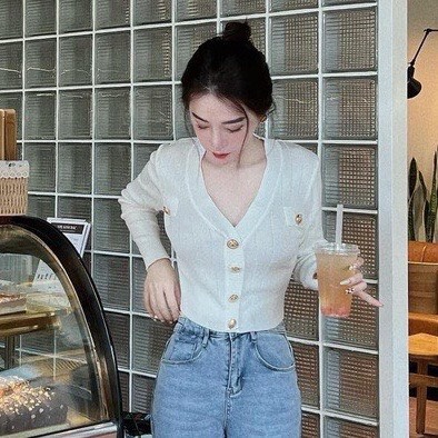 Áo len tăm cổ V hàng QC siêu xinh