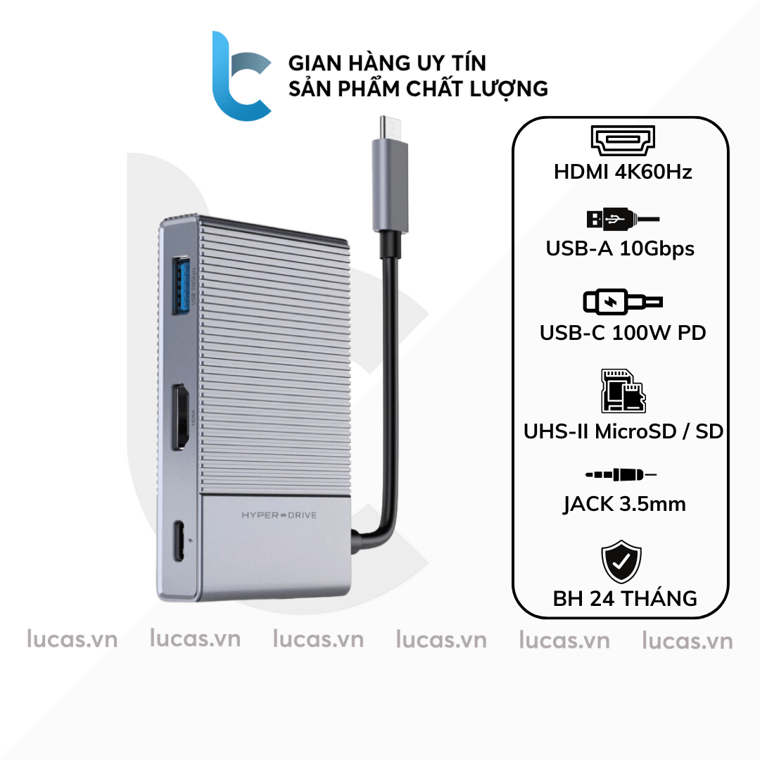 Cổng chuyển/ hub usb-c 6in1 gen 2 hyperdrive