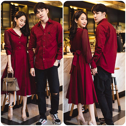 Set áo váy đôi dự tiệc (giá gồm váy nữ + somi nam)