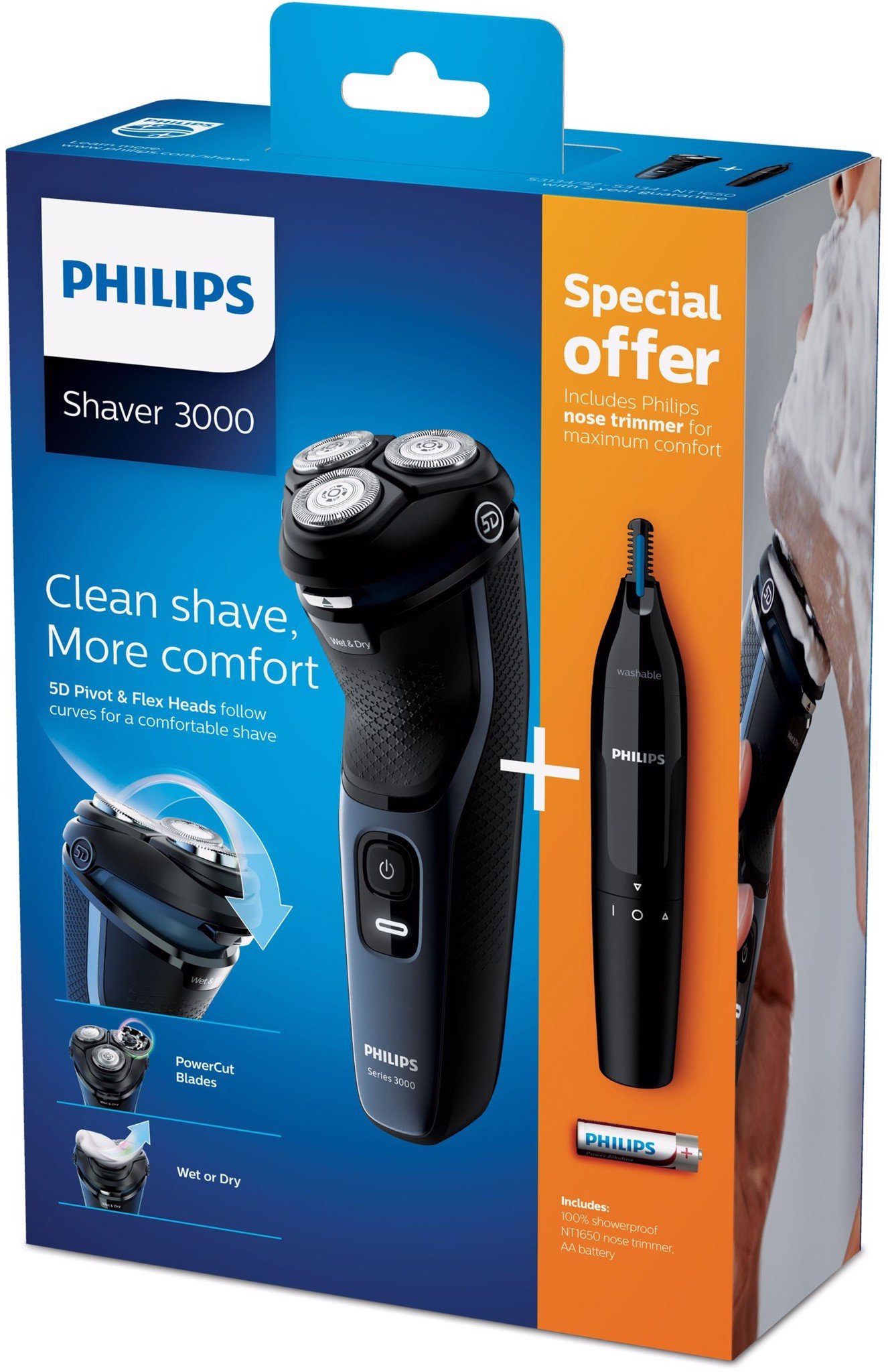 MÁY CẠO RÂU VÀ CẮT LÔNG MŨI PHILIPS S3134/57