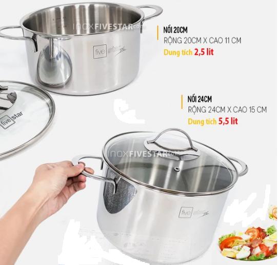 BỘ NỒI FIVESTAR (INOX 304) 3 LỚP