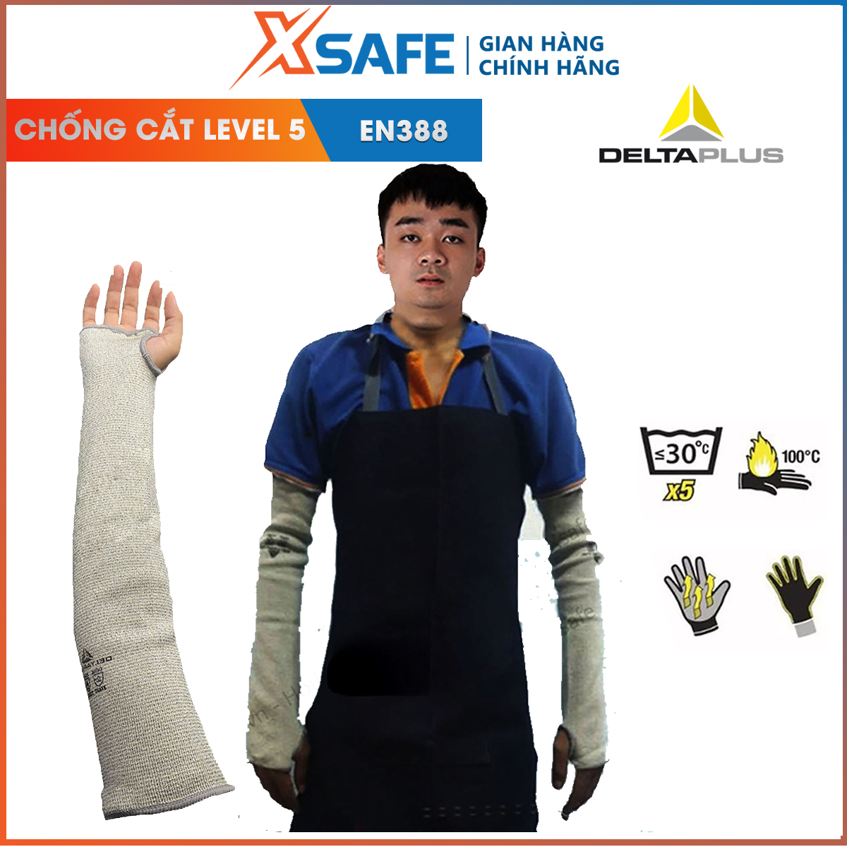 Bao tay chống cắt Venicut 5M cấp độ 5 ống tay bảo hộ chuyên dụng cho cơ khí kỹ thuật, làm việc với tôn, sắt, thủy tinh