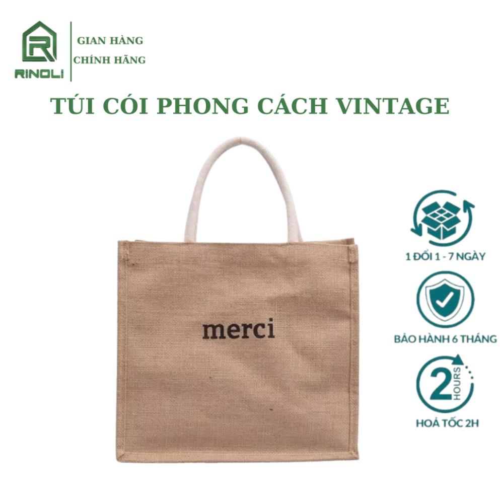 Túi cói  phong cách Vintage, túi du lịch size lớn