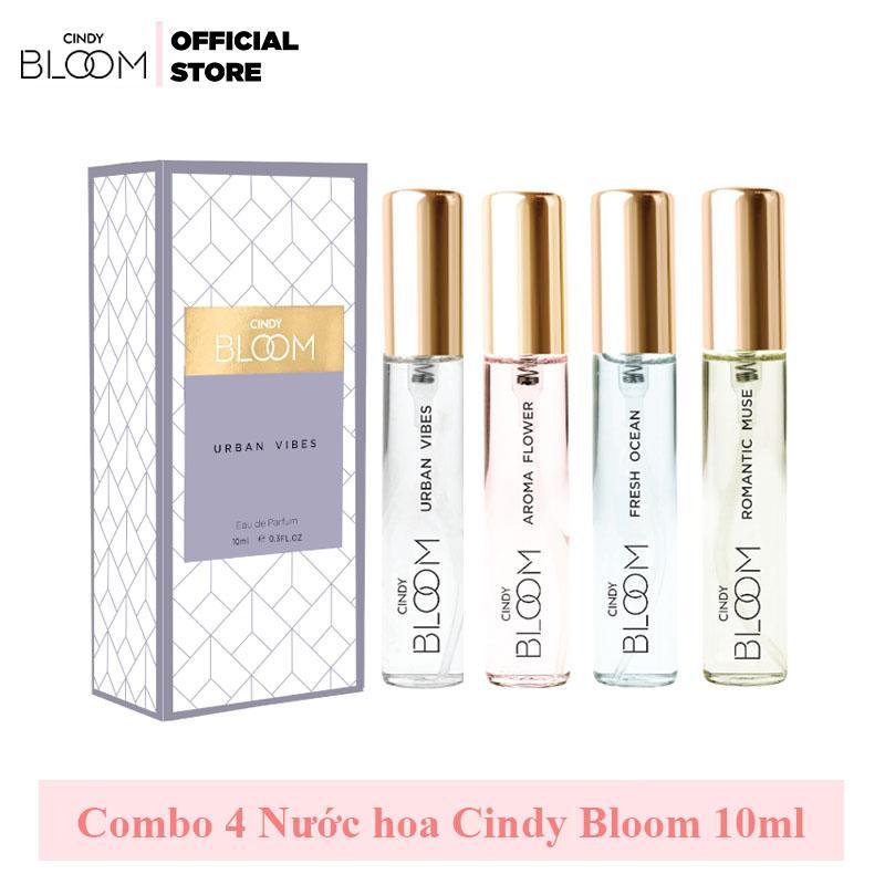 Bộ 4 Nước Hoa Cindy Bloom 10ml ( Urban Vibes + Fresh Ocean + Romantic Muse + Aroma Flower) nhập khẩu