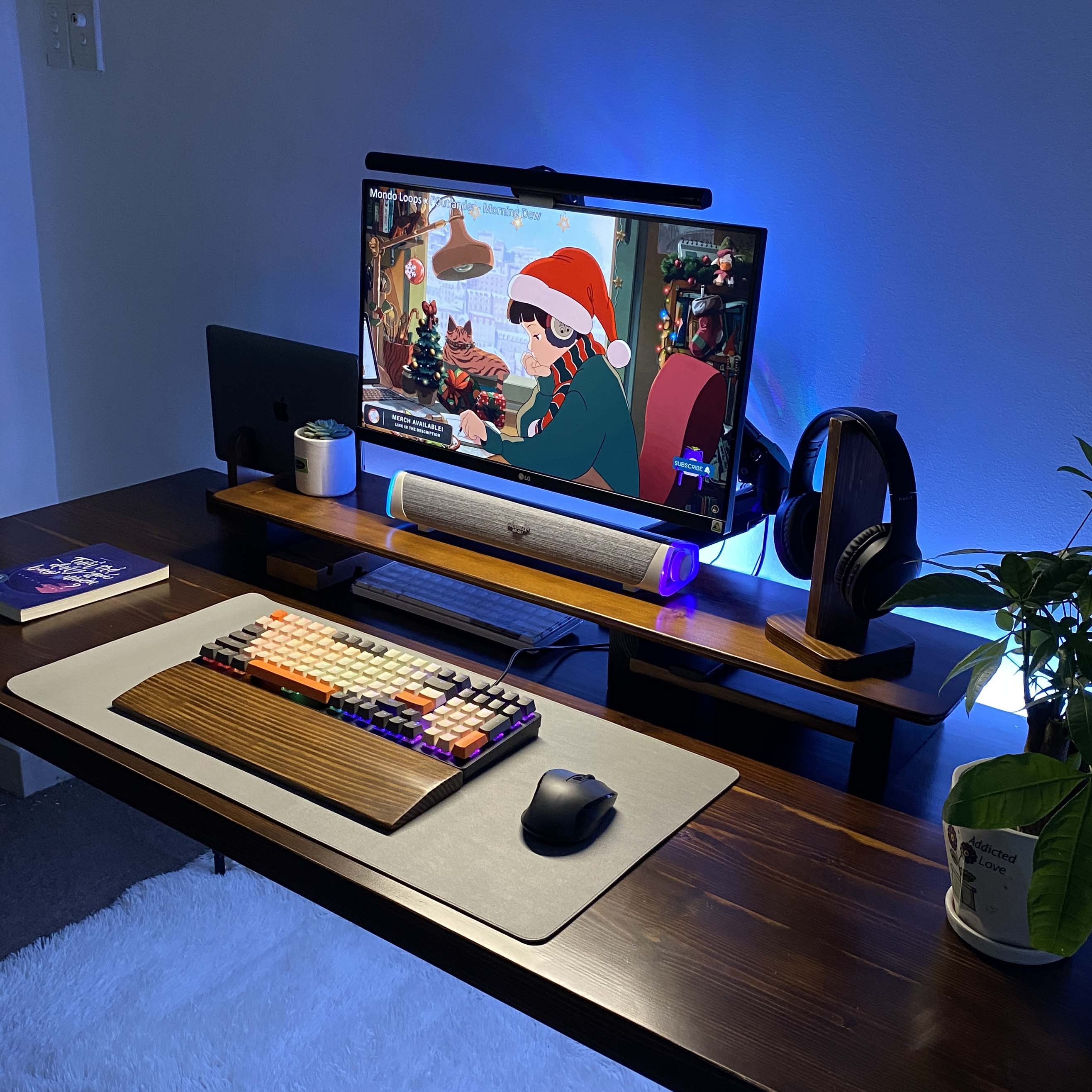 Kệ Màn Hình Máy Tính 3 Chân Gỗ Tự Nhiên
