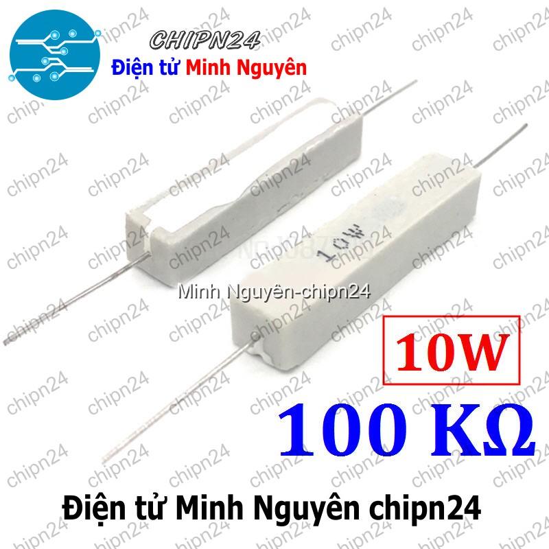 [2 con] (F141) Điện Trở Sứ 100K 10W