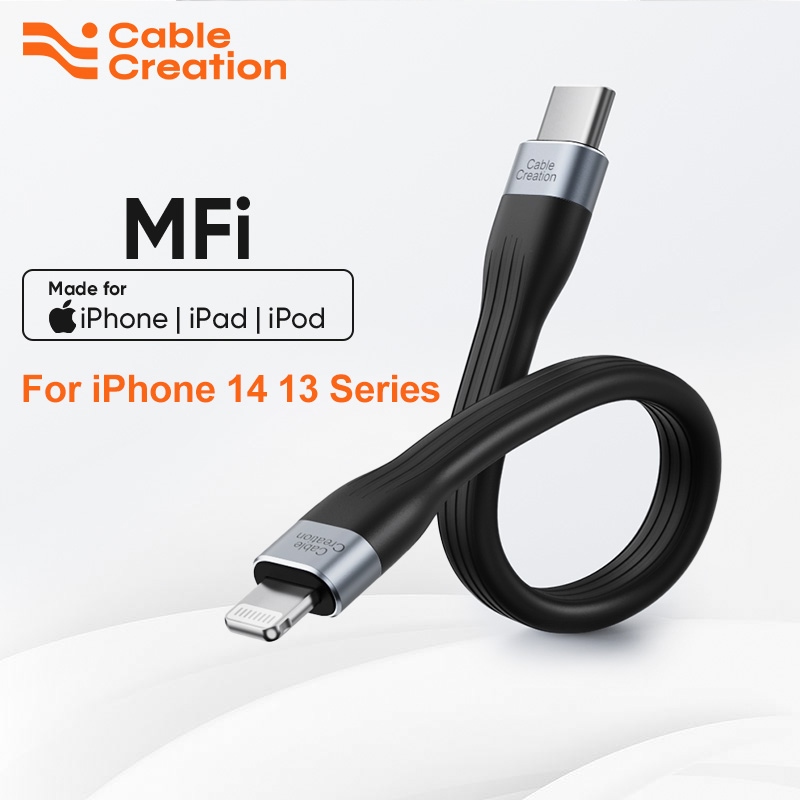 Yqcx001 sell well-/cablecreation MFI USB C to Lightning cable 18W PD charging data Short Type C cable for iPhone 14 13 12 11 pro Max iPad 15 cm