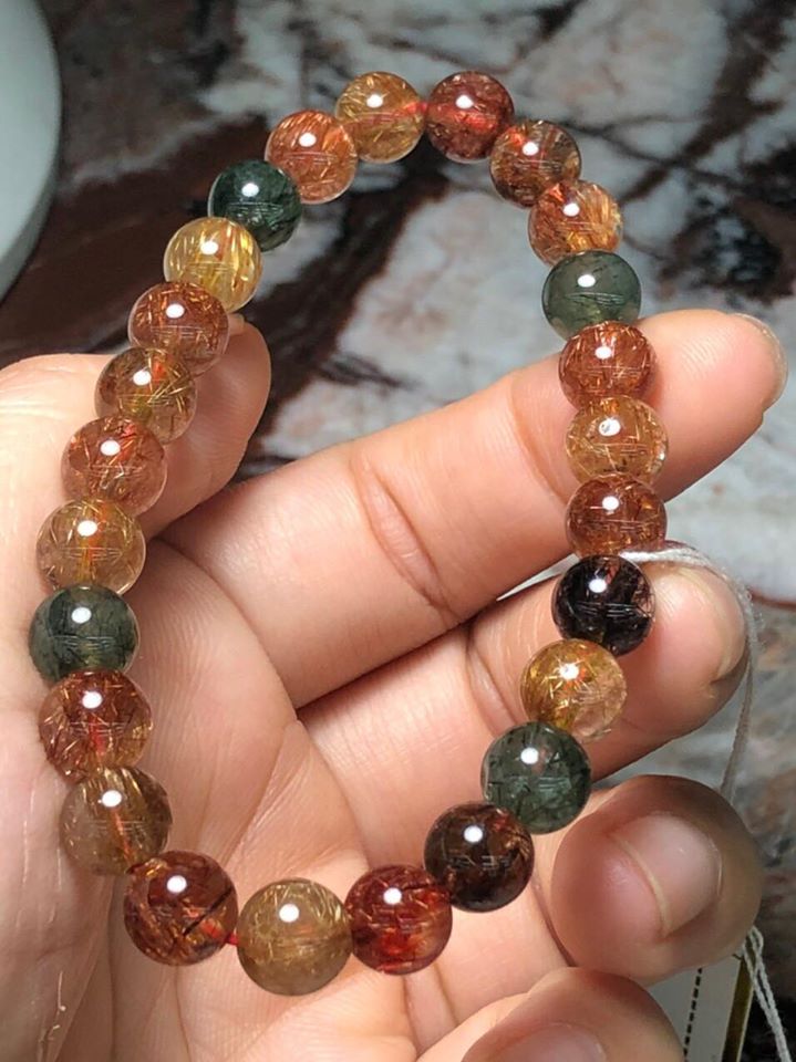 Vòng tay phong thủy đá thạch anh tóc tam tài vip