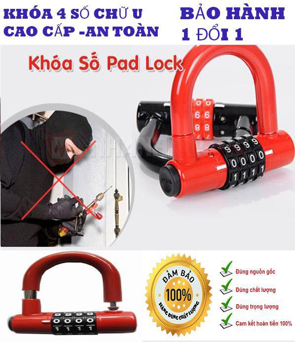 Mua Ổ Khóa Chống Trộm , Ổ Khóa Mã Số Có Mật Mã Cao Cấp, Ổ Khóa 4 Số Có Đổi Mã Chữ U SC-801, Ổ Khóa Chống Cắt 4 Số ,Chất Liệu Thép Không Rỉ Chống Mài Mòn Chống Cắt Trộm An Toàn, Đổi Được Mật Mã, Không Lo Mất Chìa Khoá, Sale 50%