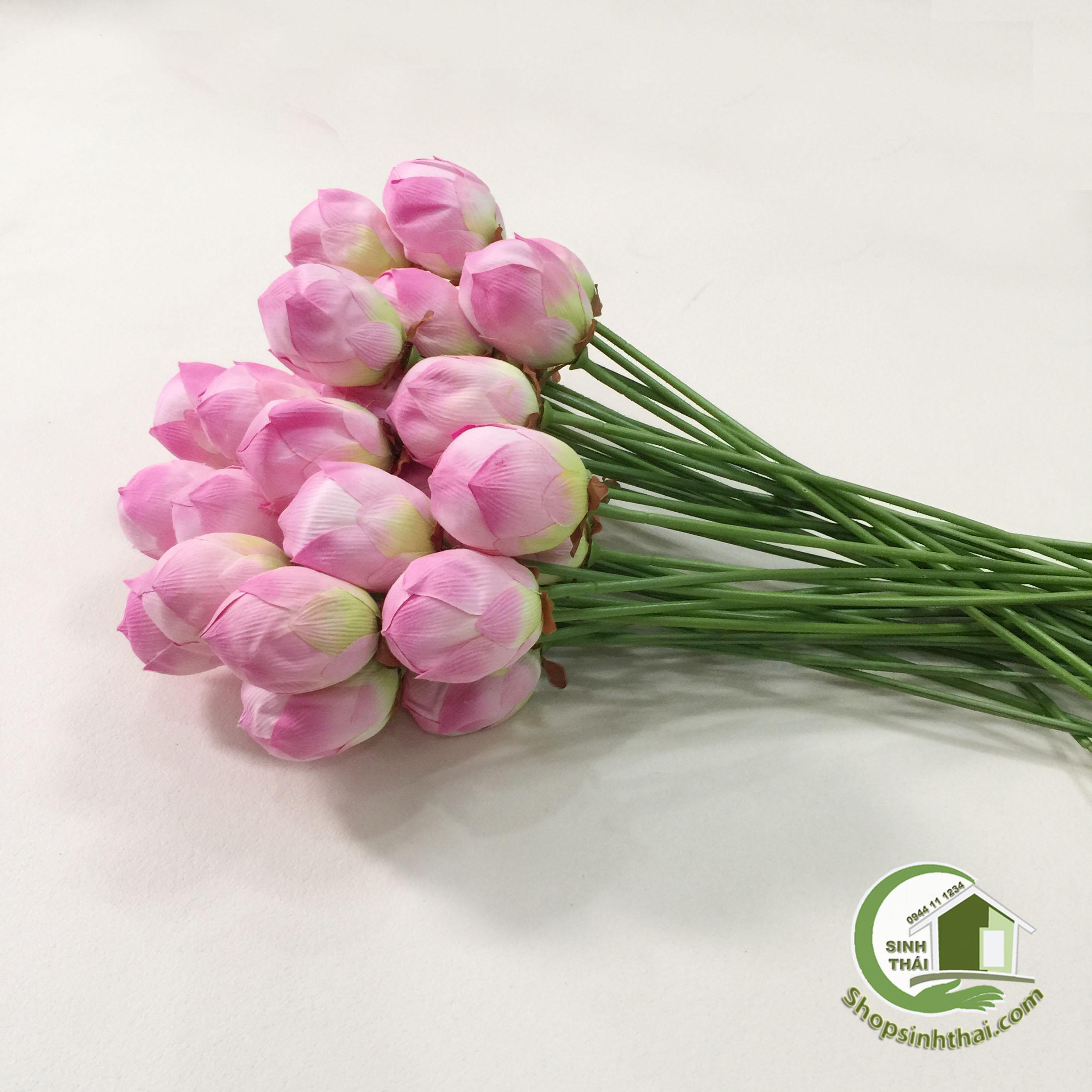 [HCM]Cành hoa sen giả - cành sen vải lụa cao cấp