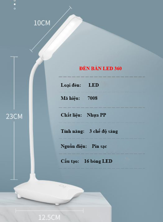 [HCM]Đèn học để bàn sạc pin Bo Gou 7008  với 3 mức điều chỉnh được độ sáng – dùng được nguồn từ sạc dự phòng