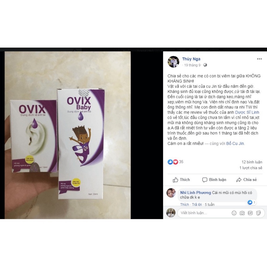 Dung dịch vệ sinh mũi Ovix Baby ( 20ml )