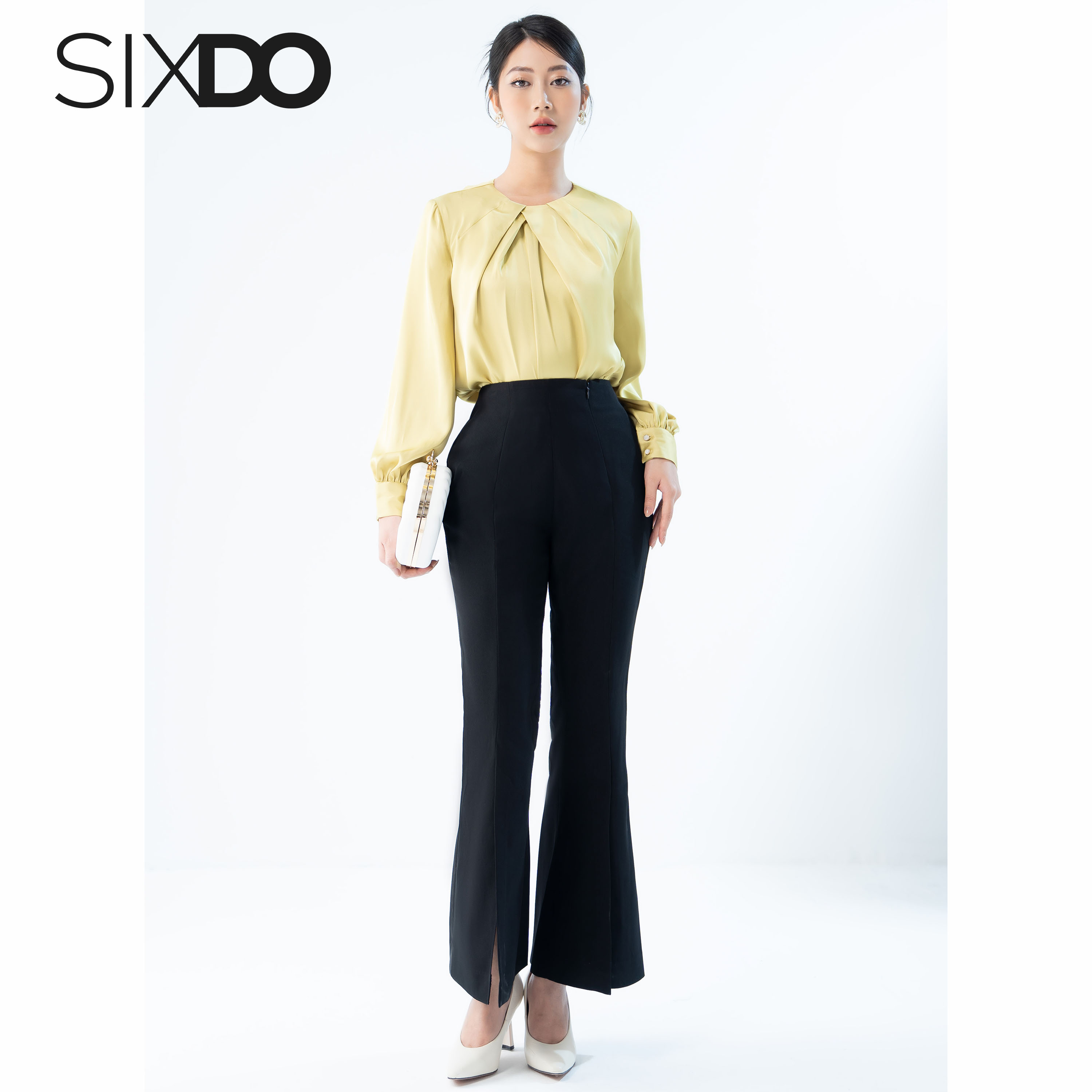 Áo kiểu nữ cổ xếp ly cách điệu thời trang SIXDO