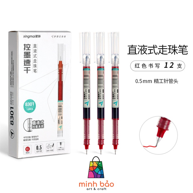 BÚT MỰC NƯỚC RESUN 8301 0.5MM MỰC ĐEN/ĐỎ/XANH
