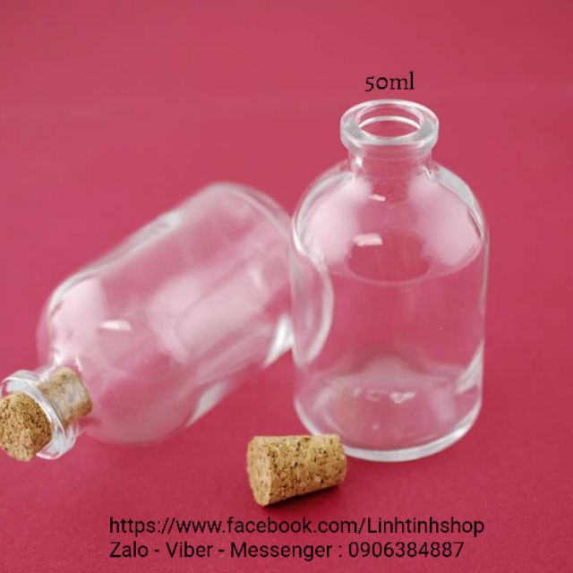 [HCM]Chai thủy tinh MN nút gỗ ép 50ml