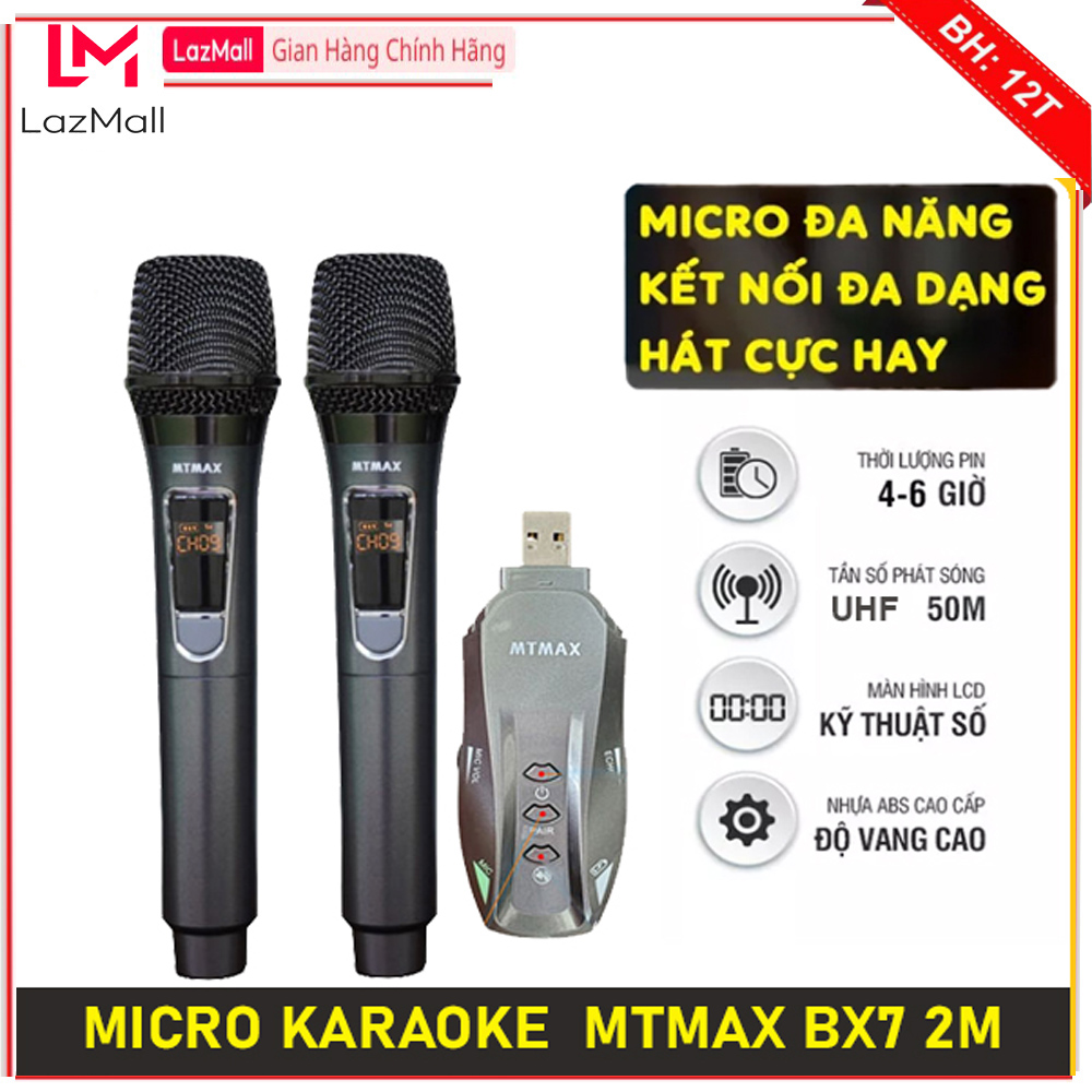 Micro Karaoke Cho Ô Tô BX7 Cao Cấp Chính Hãng Mic Không Dây Đa Năng