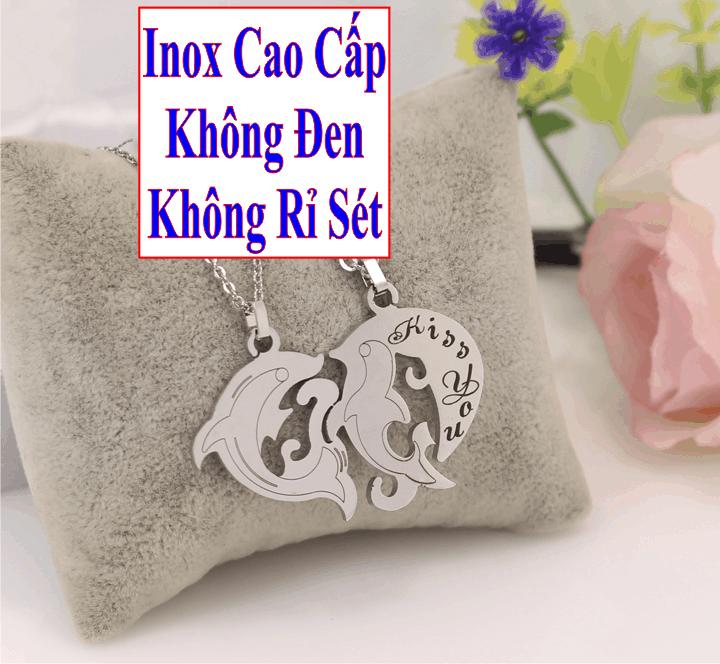 (Gift 01 bangles) necklaces couple stainless steel đẹp that cheap white 2 puzzle piece heart carved dolphin shape link case letters kiss you-commitment 1 Đổi 1 if Hoen, rust