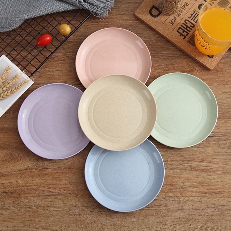 Dĩa nhựa tròn lúa mạch nhiều màu 19.7cm