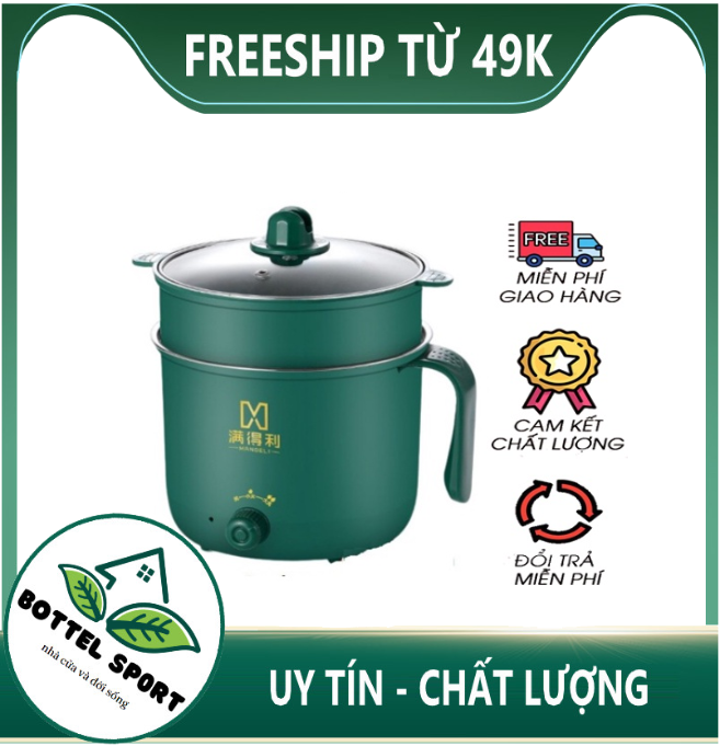 Nồi lẩu mini, ca nấu mì nấu cơm đa năng có tay cầm 1,8l - nồi lẩu điện 2 nấc nhiệt kèm giá hấp siêu hot, ca nấu mì đa năng, nồi điện đa năng, nồi điện mini đa năng
