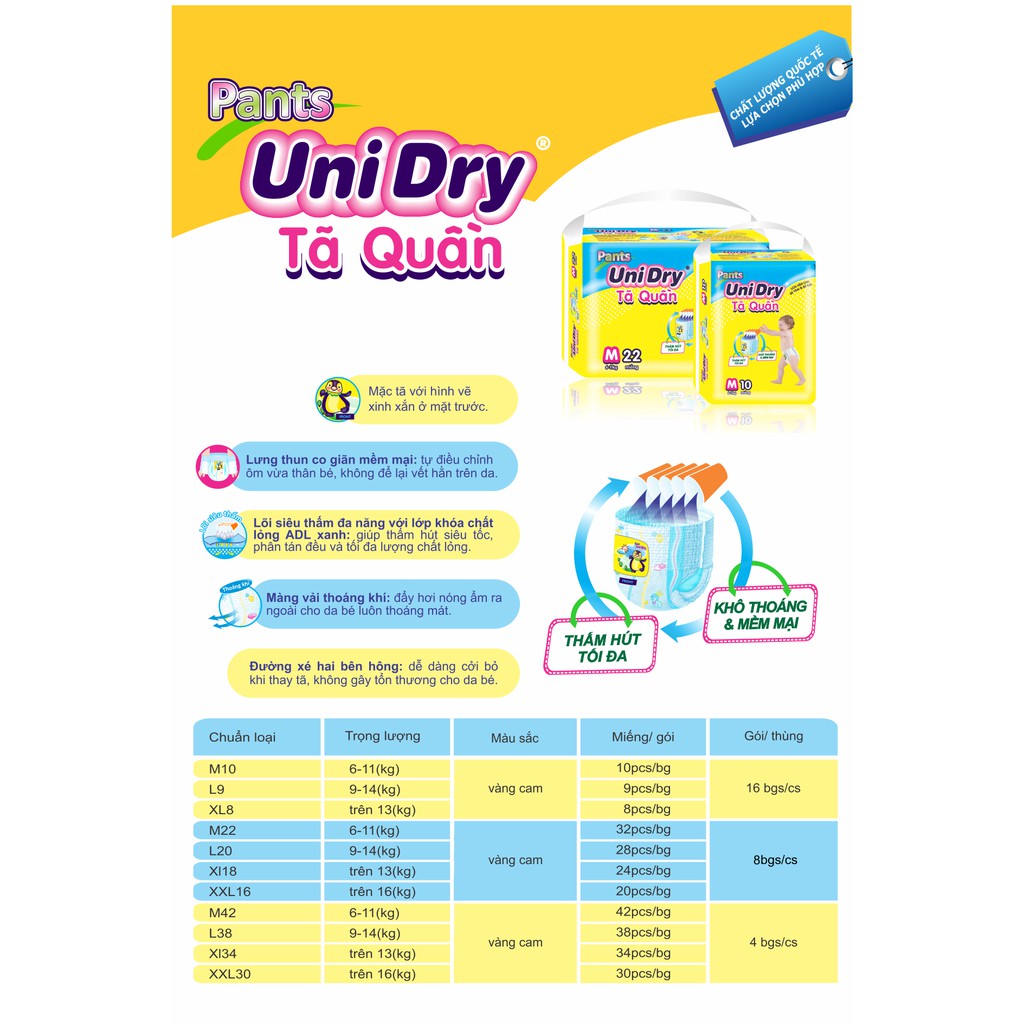 Tã quần Unidry size L68 (9-13kg)