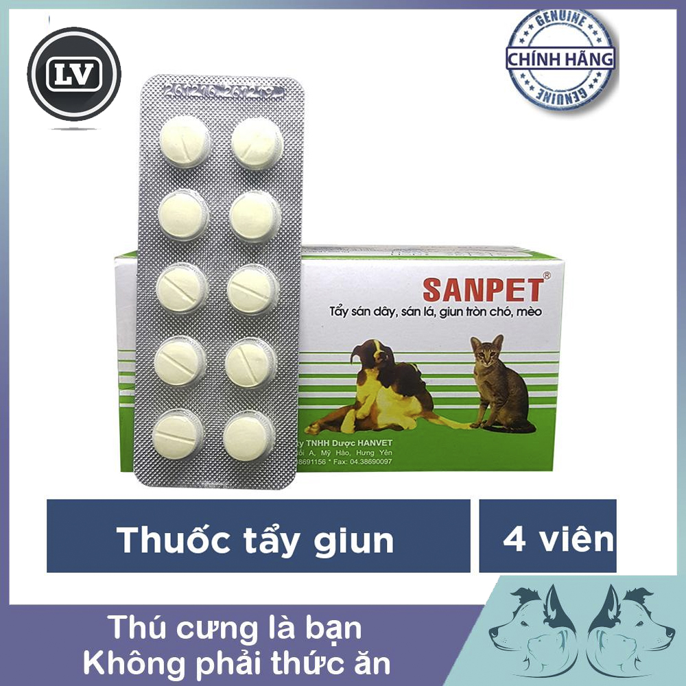 Thuốc Tẩy Giun Cho Chó Mèo Hanvet Sanpet (1 Vỉ 10 Viên)