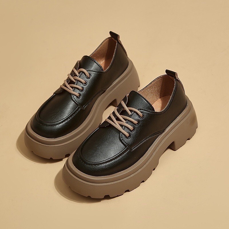 Giày Da Nữ Oxford đế cao 5cm, giày nữ cao cấp đế độn