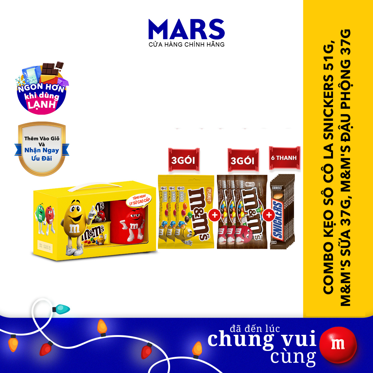 Combo Kẹo Sô Cô La Snickers, M&M's Sữa, M&M's Đậu Phộng