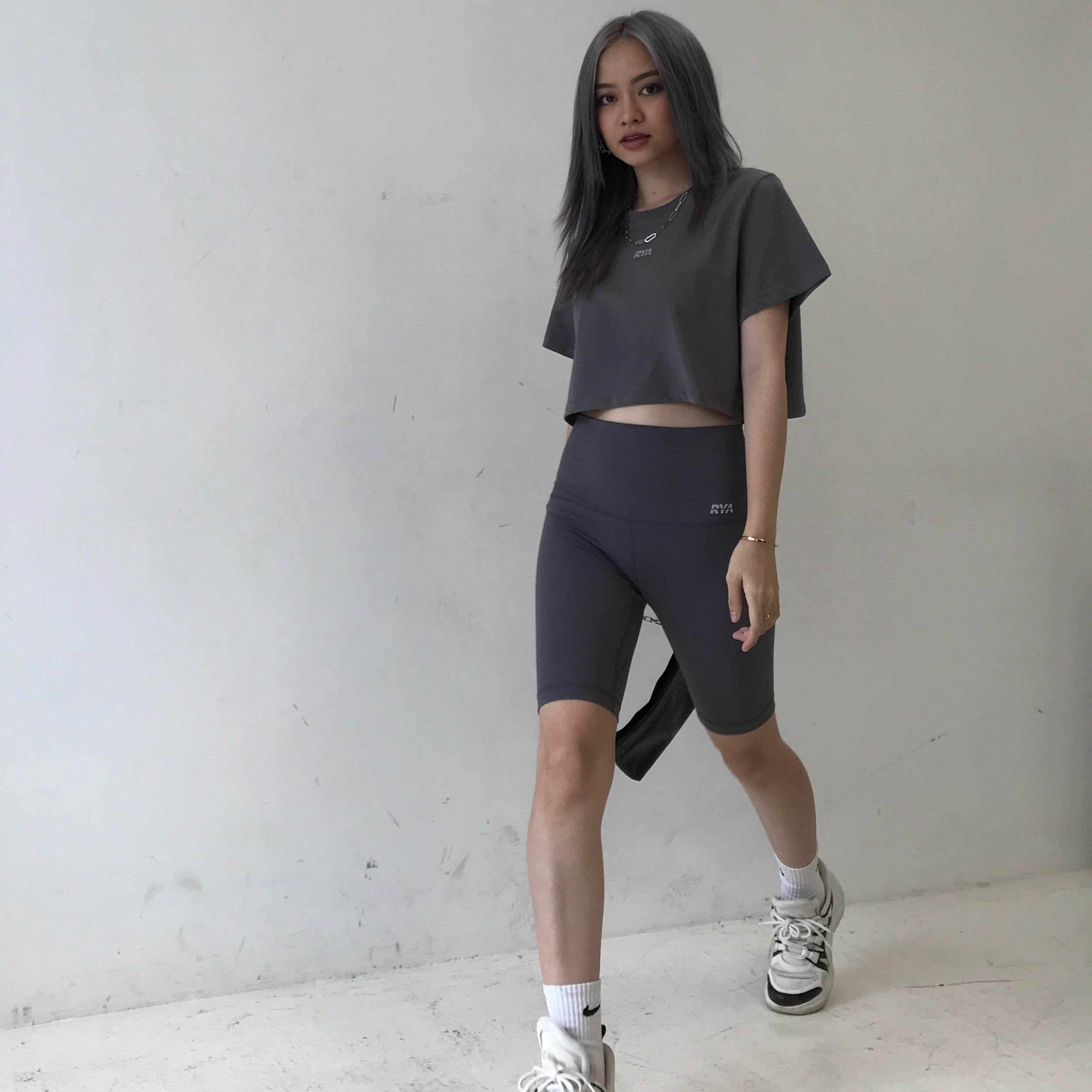 Quần biker ngắn thể thao RYACTIVE - LONG BIKER Grey